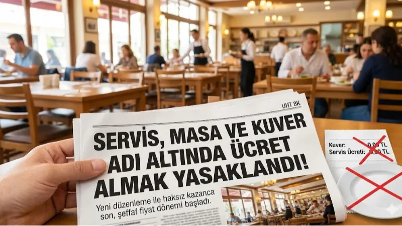 Servis, Masa ve Kuver Adı Altında Ücret Almak Yasaklandı